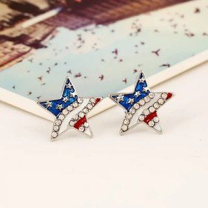 Patriotic American Flag Star Post Earrings USA 250th